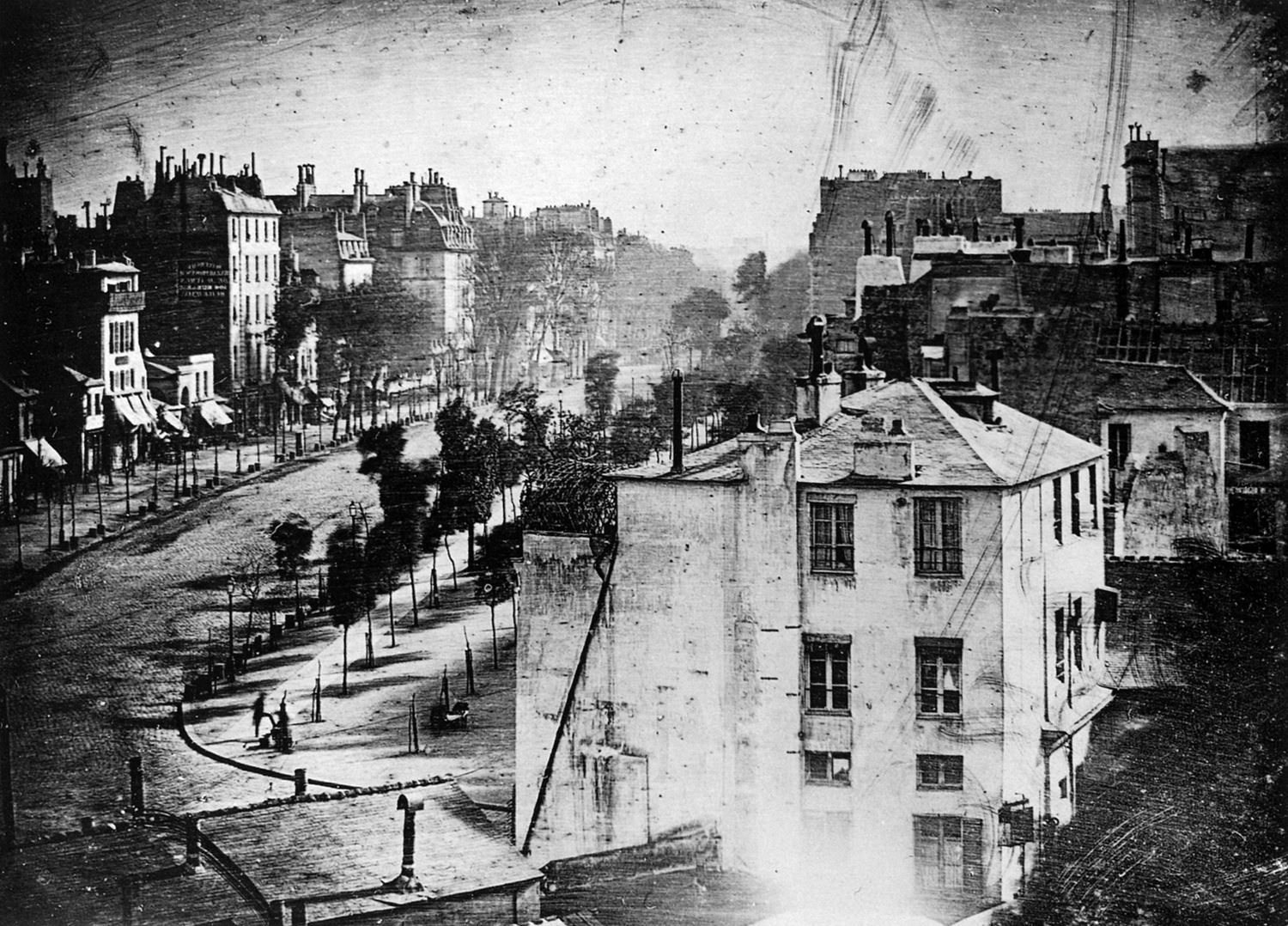 <div><div><div>Louis-Jacques-Mandé Daguerre, <i>Boulevard du Temple</i>, 1838</div></div></div>